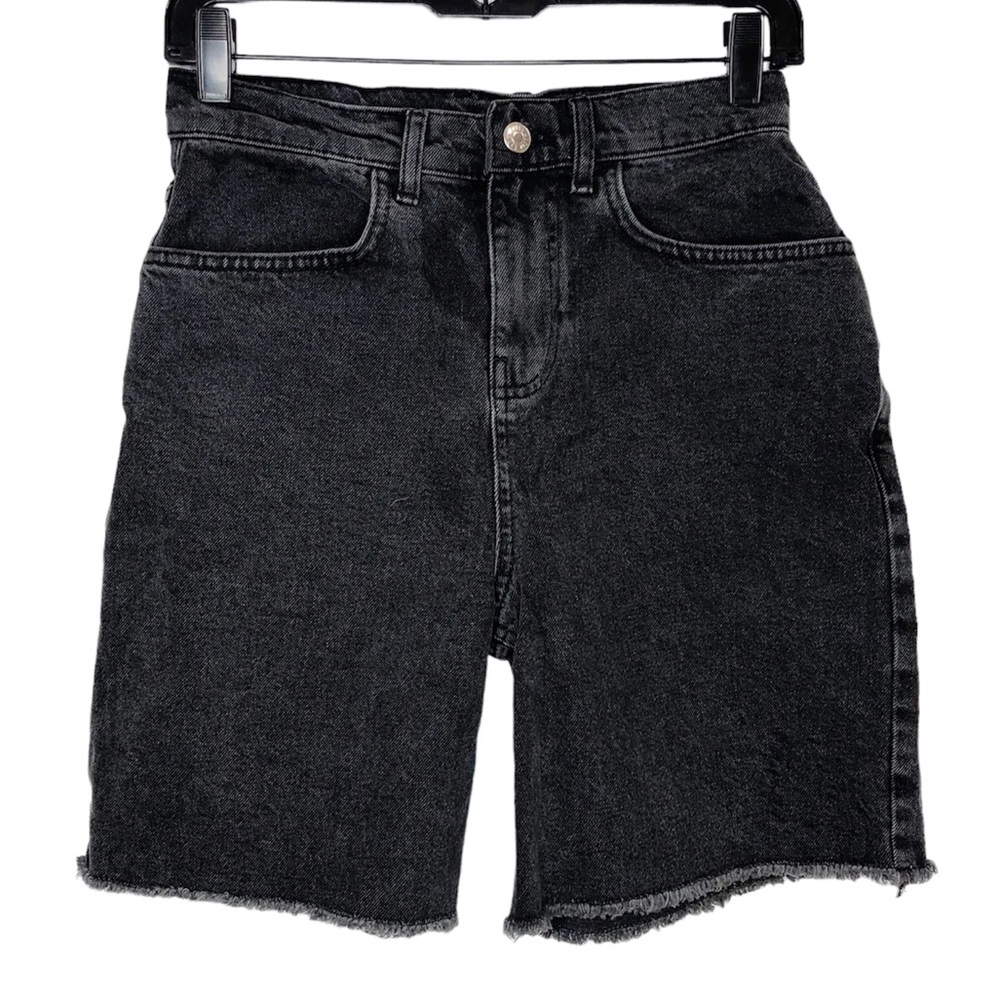 ASOS Dad Shorts 7” inseam In the Style Cut Off Denim High Rise Washed Black 4